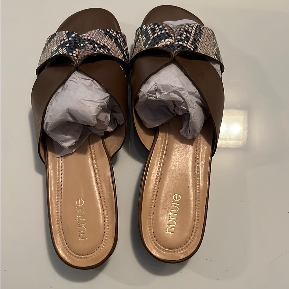 Nurture by Lamaze Brown and Silver Sandals with Wide Strap